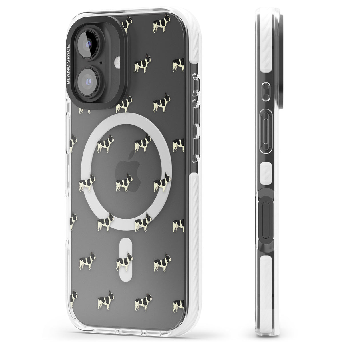iPhone 16 Pro Max French Bulldog Dog Pattern Clear Black Impact Phone Case