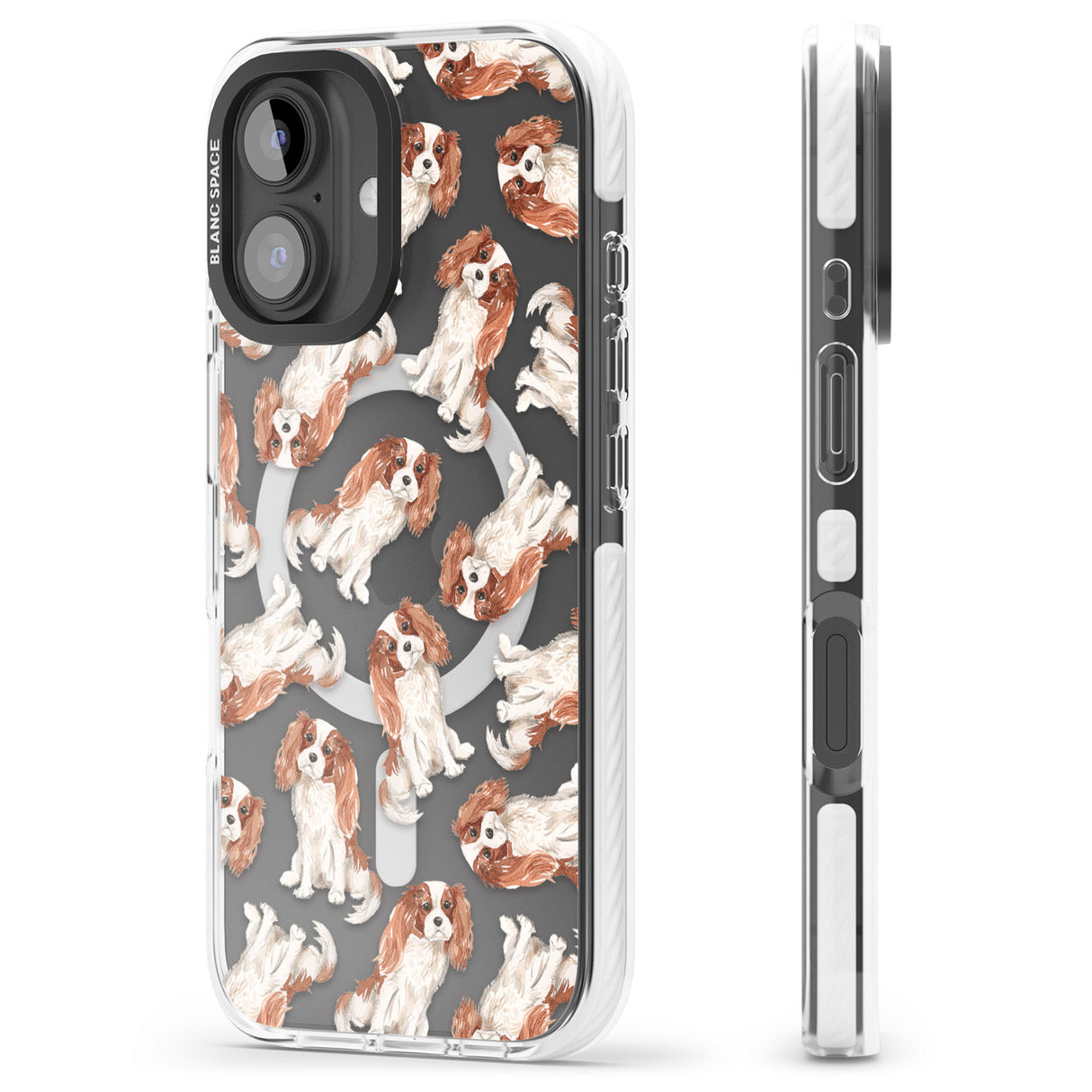 iPhone 16 Pro Max Cavalier King Charles Spaniel Dog Pattern Black Impact Phone Case