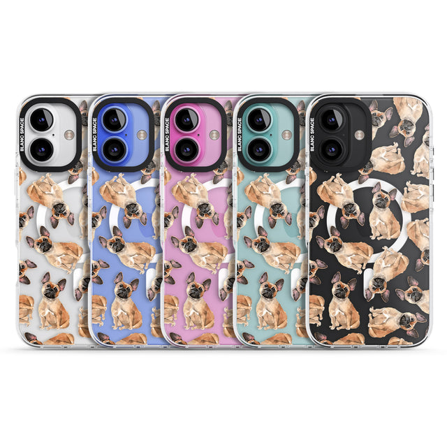 iPhone 16 Pro Max French Bulldog Watercolour Dog Pattern Black Impact Phone Case