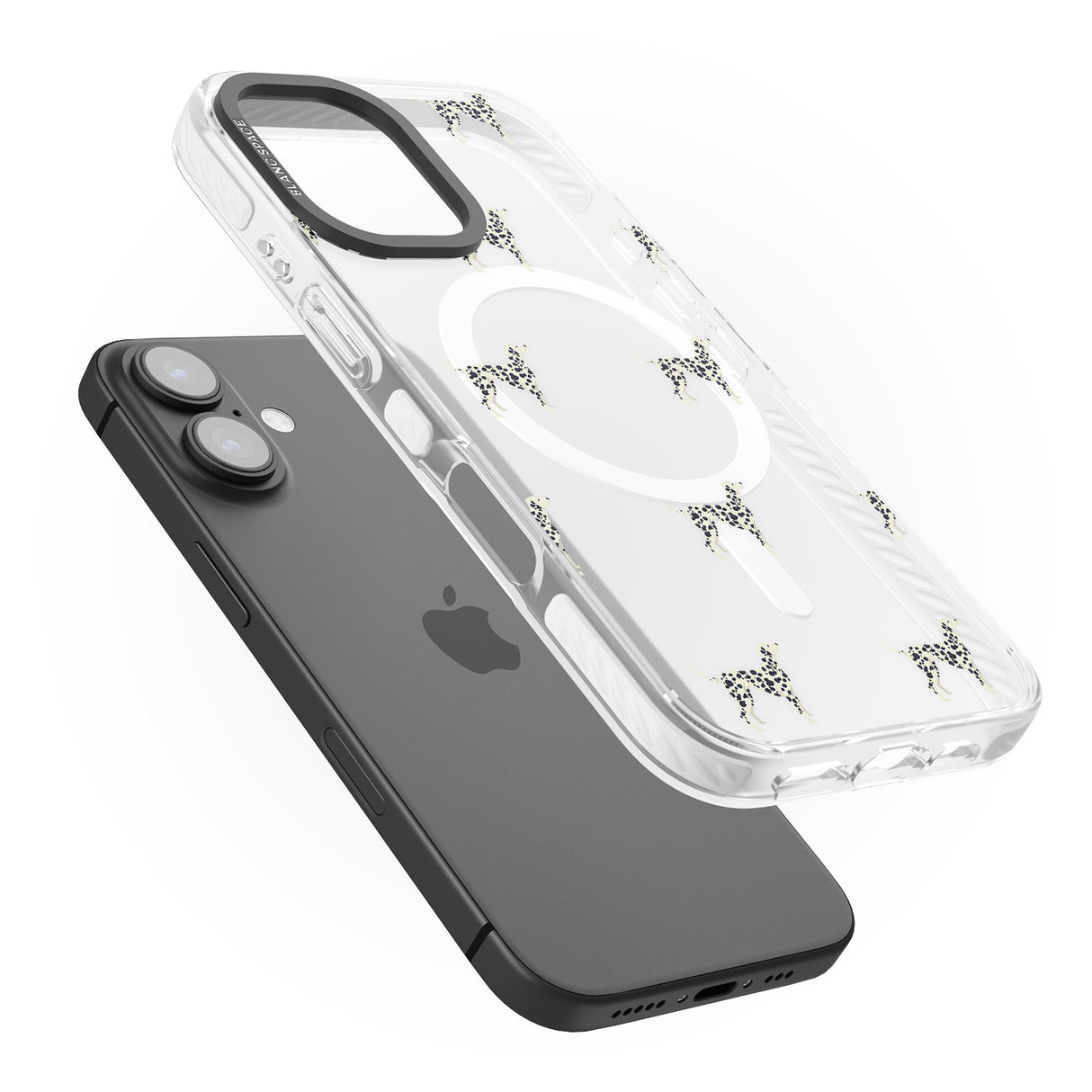 iPhone 16 Pro Max Dalmation Dog Pattern Clear Black Impact Phone Case