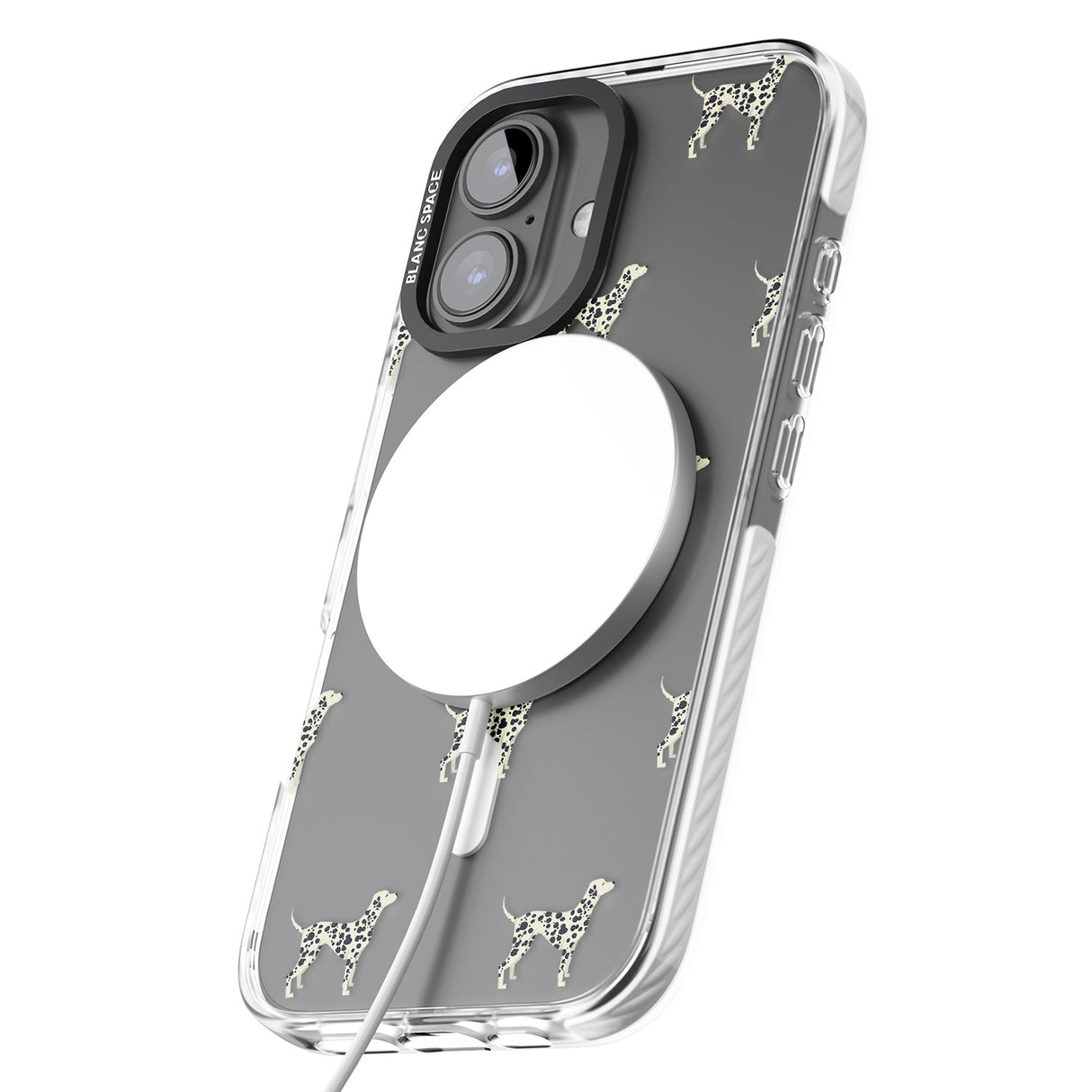 iPhone 16 Pro Max Dalmation Dog Pattern Clear Black Impact Phone Case