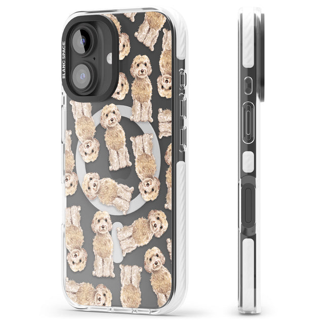 iPhone 16 Pro Max Cockapoo (Champagne) Watercolour Dog Pattern Black Impact Phone Case