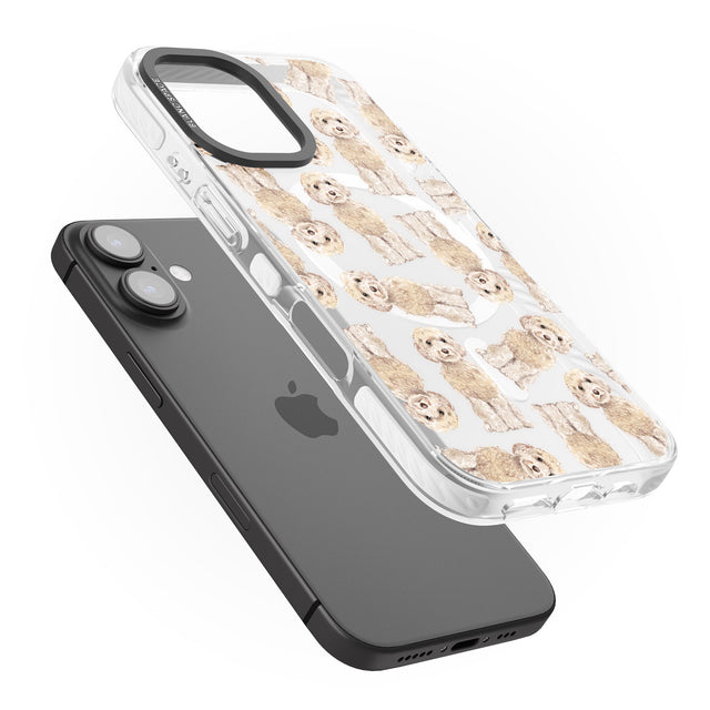 iPhone 16 Pro Max Cockapoo (Champagne) Watercolour Dog Pattern Black Impact Phone Case