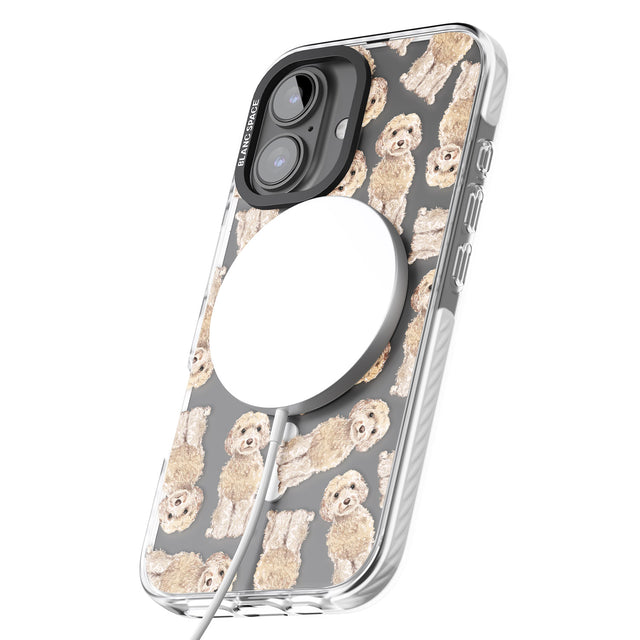 iPhone 16 Pro Max Cockapoo (Champagne) Watercolour Dog Pattern Black Impact Phone Case