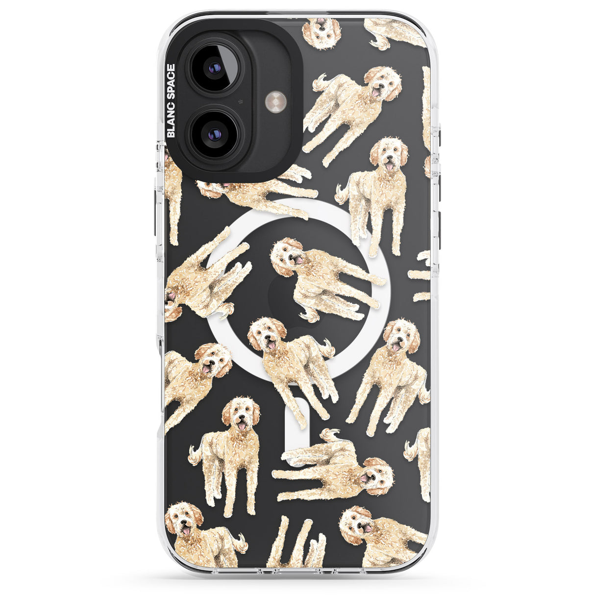 iPhone 16 Pro Max Goldendoodle Watercolour Dog Pattern Black Impact Phone Case