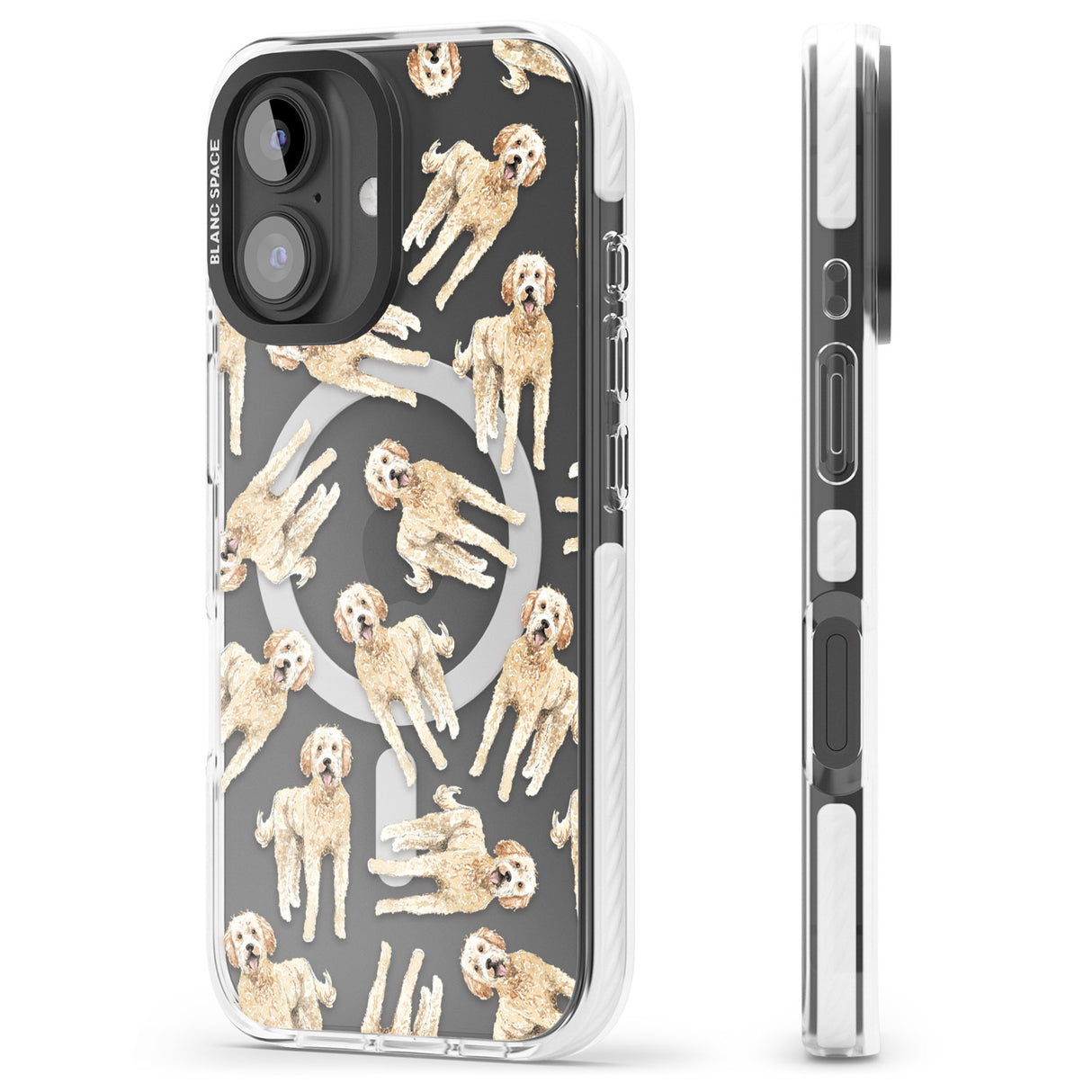 iPhone 16 Pro Max Goldendoodle Watercolour Dog Pattern Black Impact Phone Case