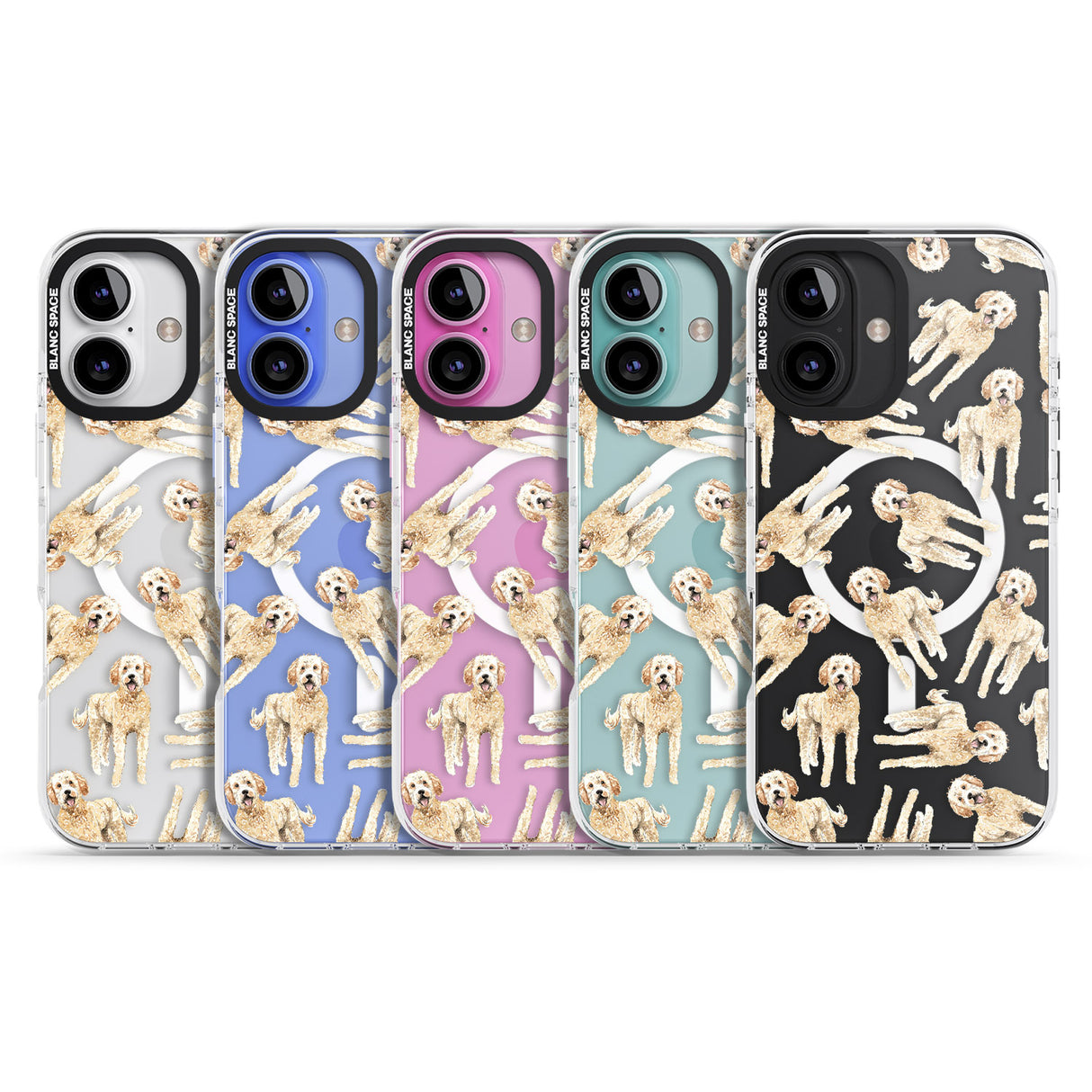 iPhone 16 Pro Max Goldendoodle Watercolour Dog Pattern Black Impact Phone Case