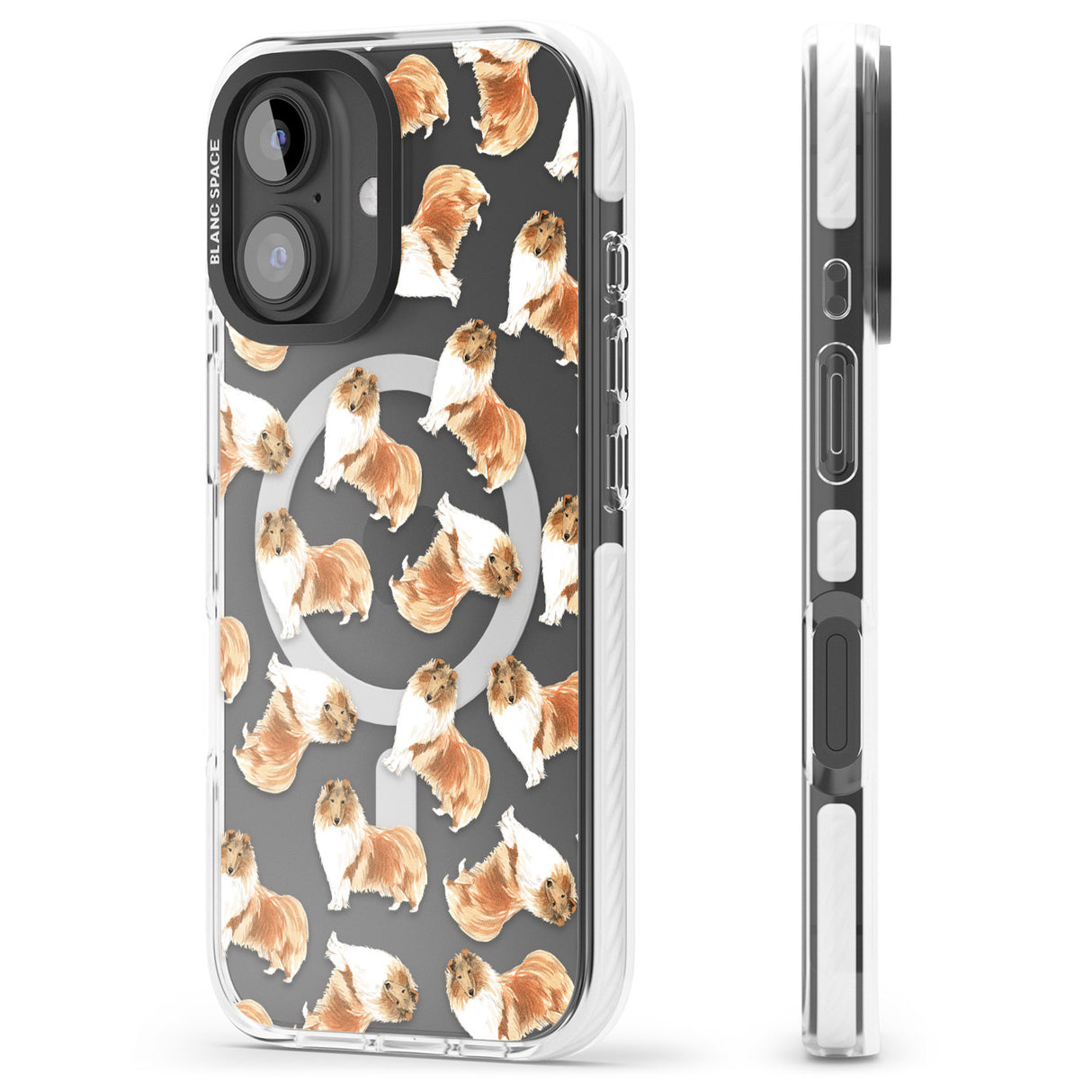 iPhone 16 Pro Max Rough Collie Watercolour Dog Pattern Black Impact Phone Case