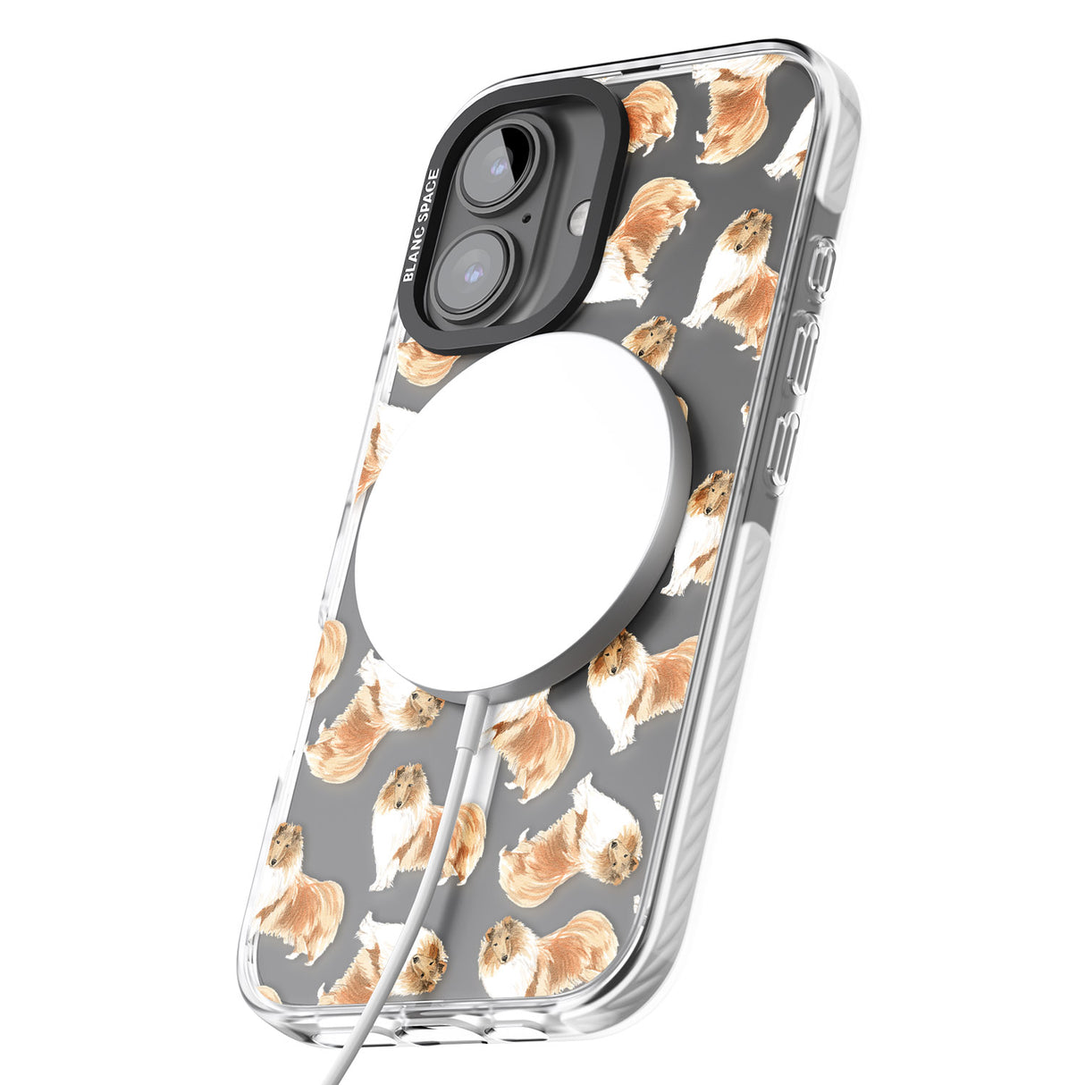 iPhone 16 Pro Max Rough Collie Watercolour Dog Pattern Black Impact Phone Case