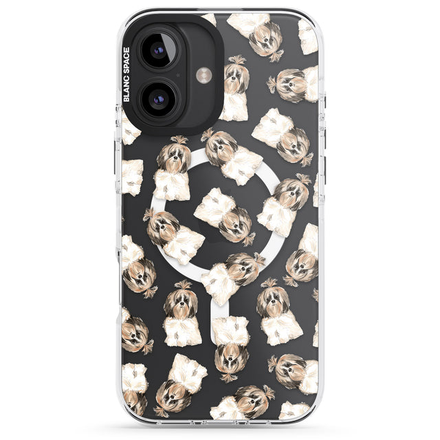 iPhone 16 Pro Max Shih tzu (Long Hair) Watercolour Dog Pattern Black Impact Phone Case