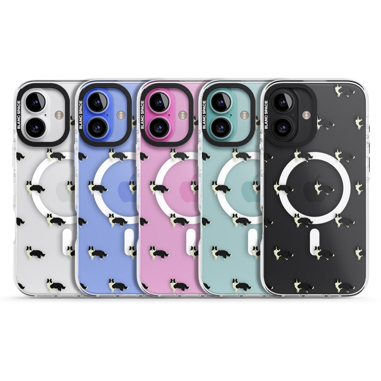 iPhone 16 Pro Max Border Collie Dog Pattern Clear Black Impact Phone Case