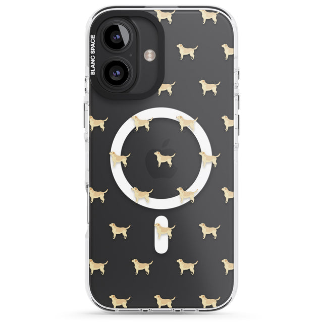 iPhone 16 Pro Max Tan Labrador Dog Pattern Clear Black Impact Phone Case