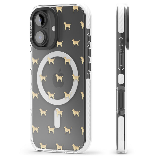 iPhone 16 Pro Max Tan Labrador Dog Pattern Clear Black Impact Phone Case