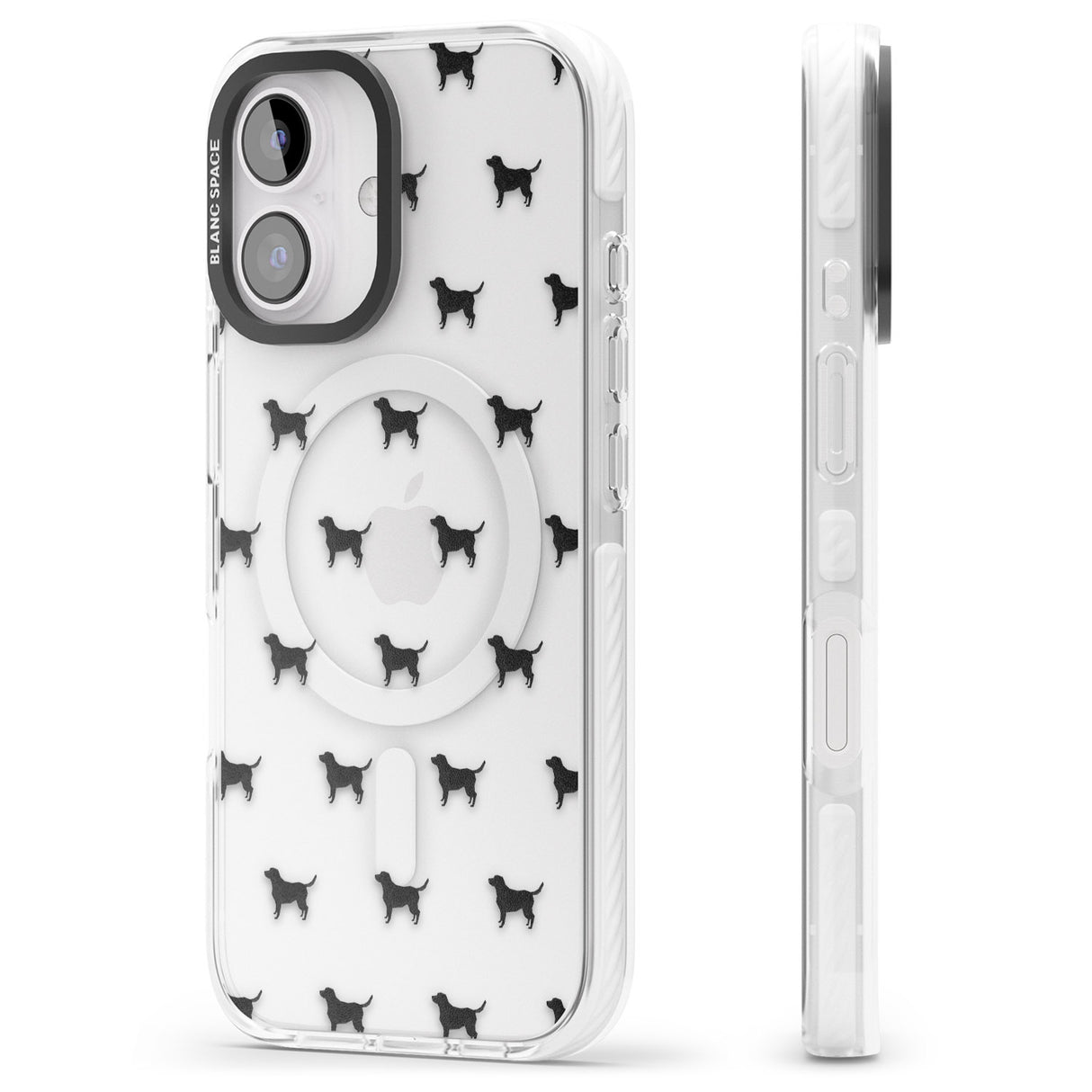 iPhone 16 Pro Max Black Labrador Dog Pattern Clear Black Impact Phone Case