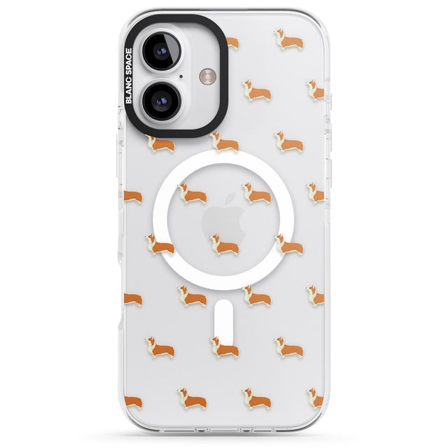 iPhone 16 Pro Max Pembroke Welsh Corgi Dog Pattern Clear Black Impact Phone Case