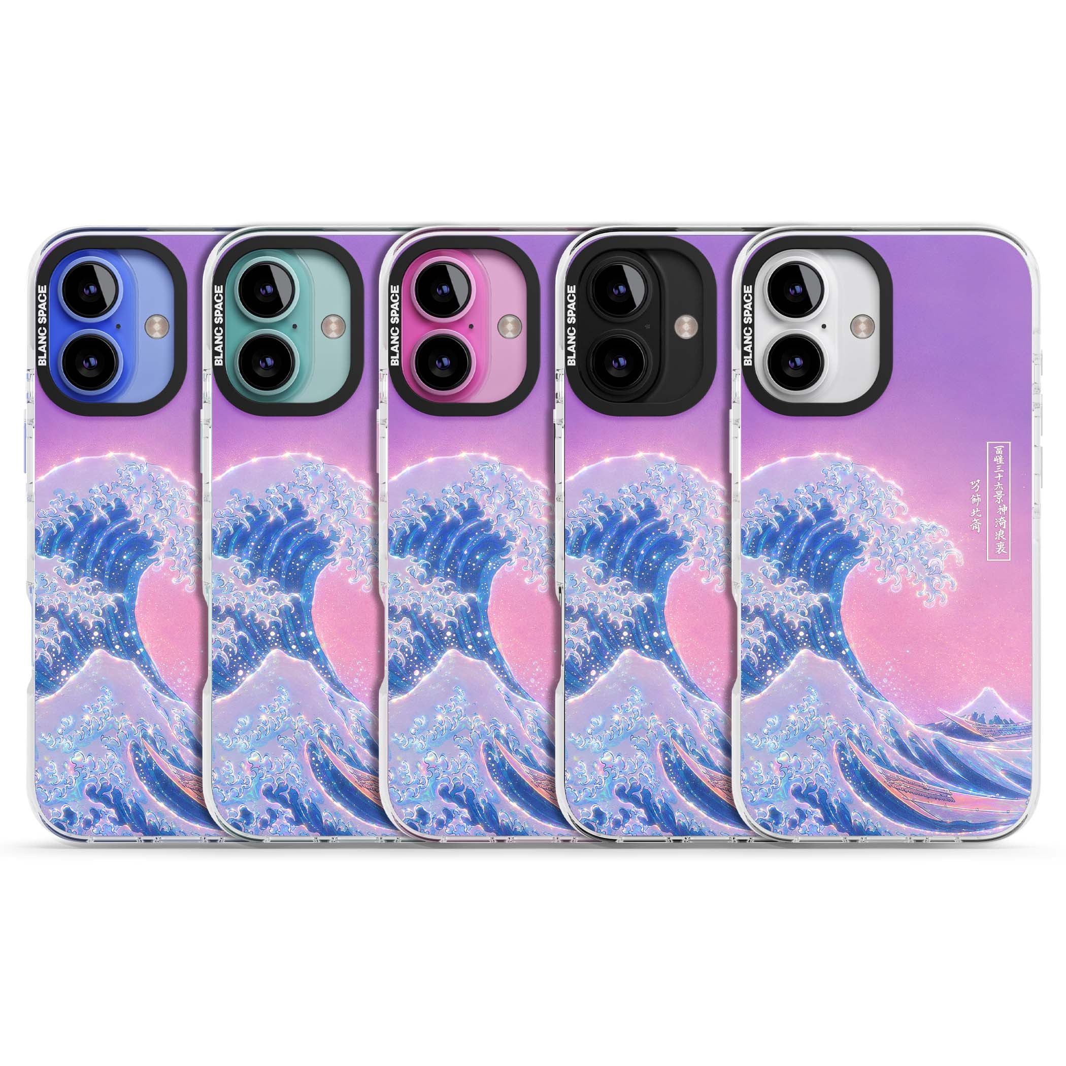 The Great Opal Wave Japanese iPhone case featuring Hokusai's great wave in iridescent pastels with lilac sky and Mou | Impact Magsafe case for iPhone 16, iPhone 16 Plus