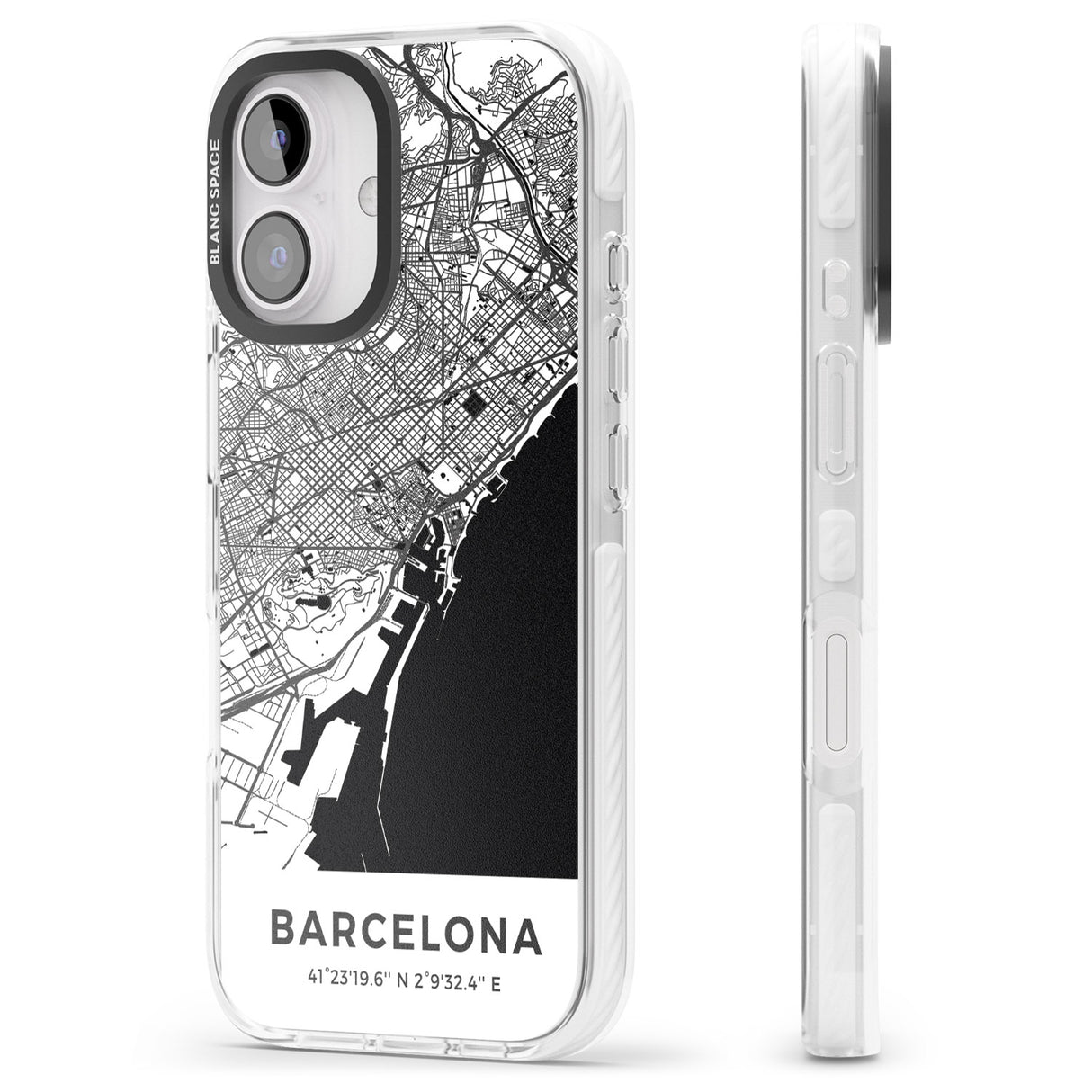 iPhone 16 Pro Max Map of Barcelona, Spain Black Impact Phone Case