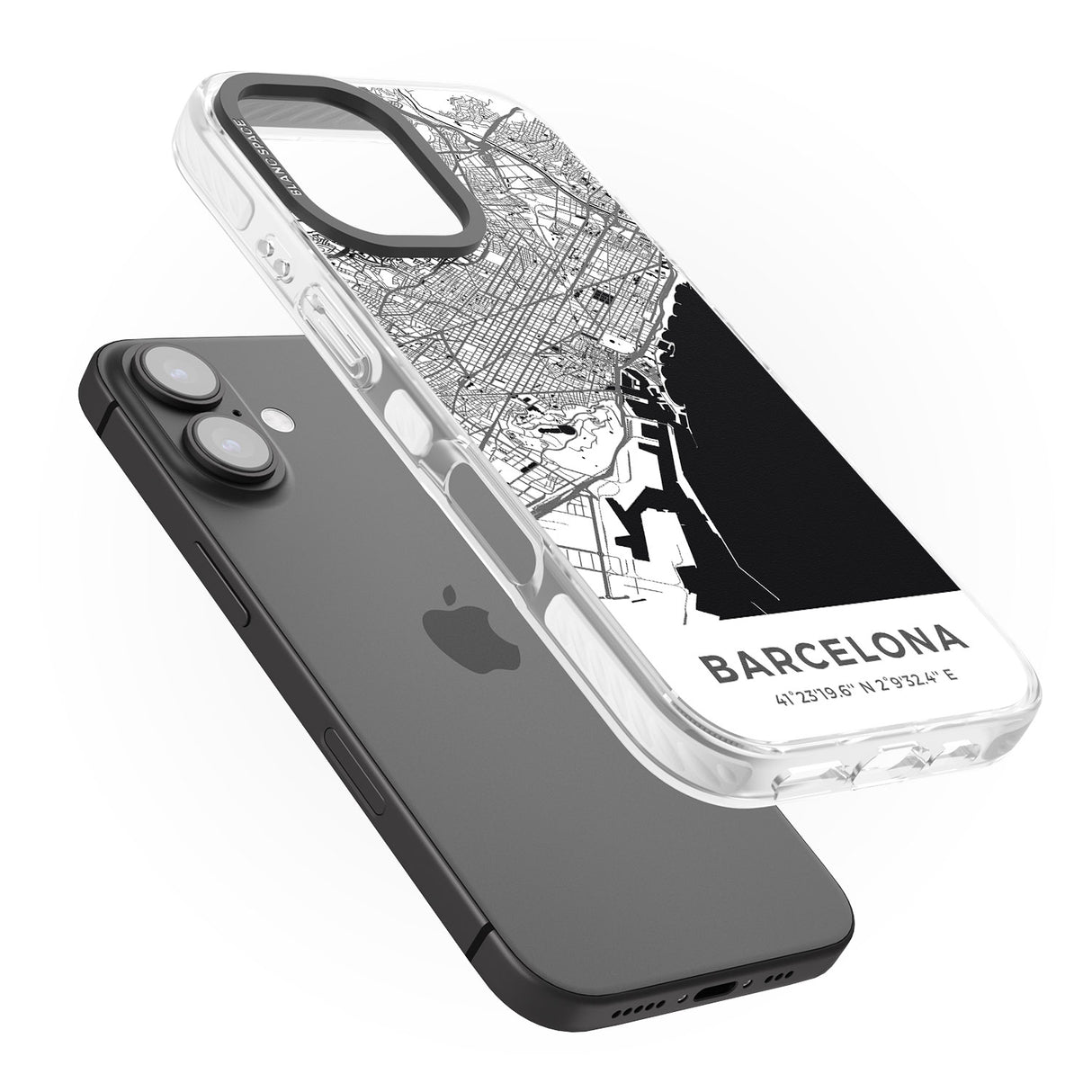 iPhone 16 Pro Max Map of Barcelona, Spain Black Impact Phone Case