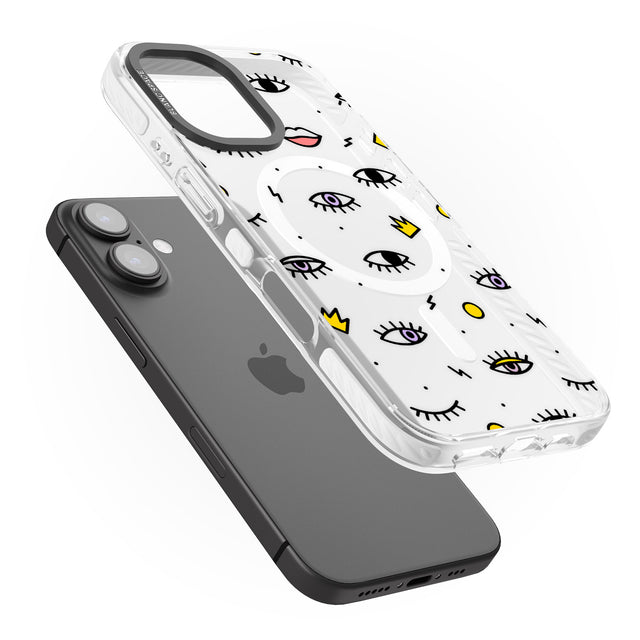 iPhone 16 Pro Max Eyes & Lips Icons Black Impact Phone Case