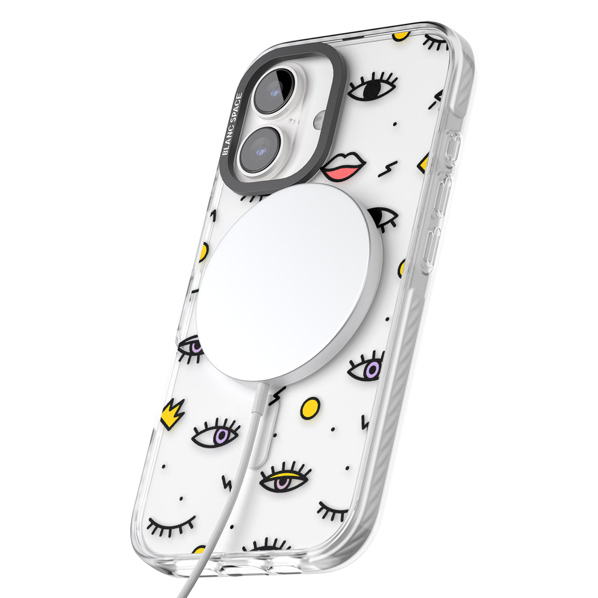 iPhone 16 Pro Max Eyes & Lips Icons Black Impact Phone Case