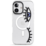 iPhone 16 Pro Max Winking Eyes Transparent Pattern Black Impact Phone Case