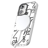 iPhone 16 Pro Max Abstract Continuous Line Faces Black on White Black Impact Phone Case