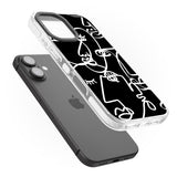 iPhone 16 Pro Max Abstract Continuous Line Faces White on Black Black Impact Phone Case