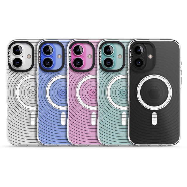 iPhone 16 Pro Max Abstract Lines: Circles Black Impact Phone Case