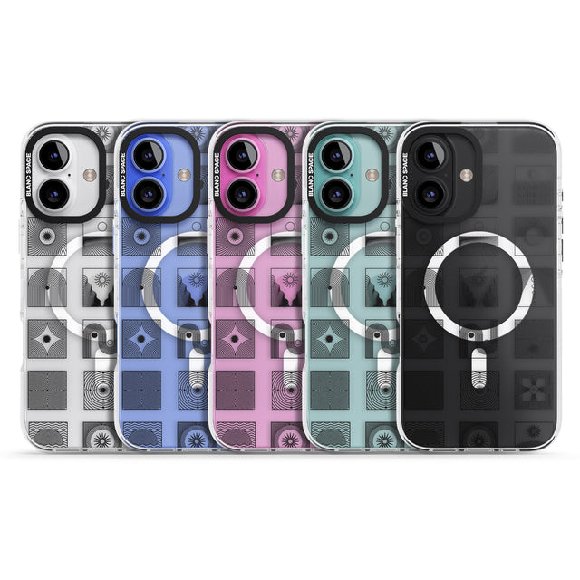 iPhone 16 Pro Max Abstract Lines: Mixed Pattern #1 Black Impact Phone Case