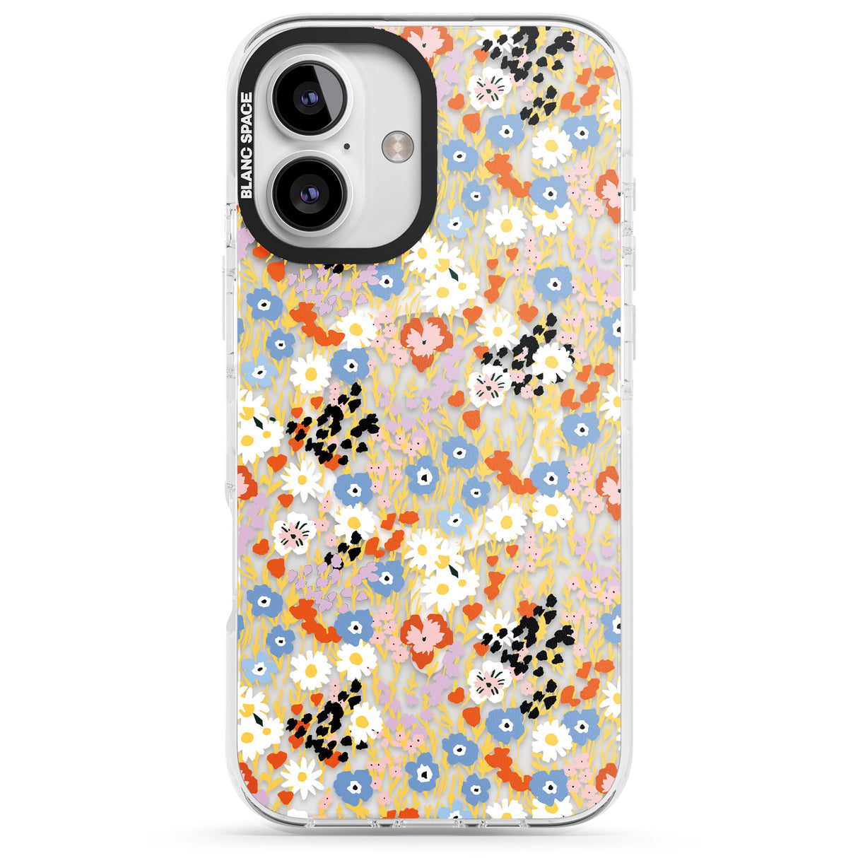 iPhone 16 Pro Max Busy Floral Mix: Transparent Black Impact Phone Case