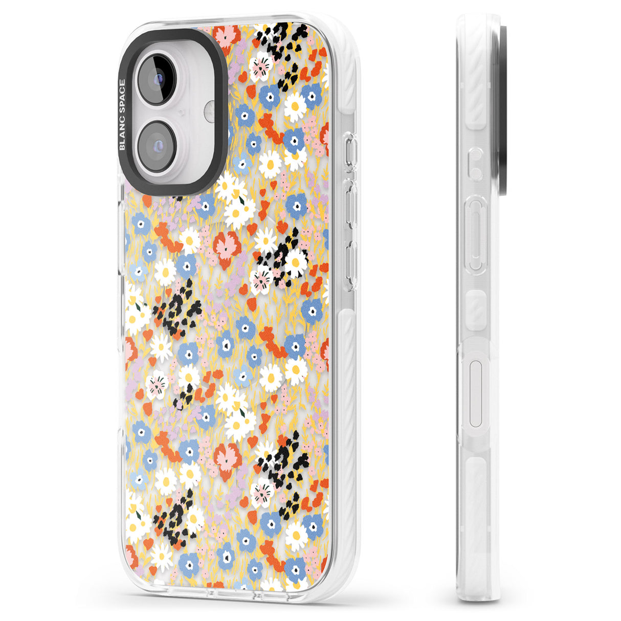 iPhone 16 Pro Max Busy Floral Mix: Transparent Black Impact Phone Case