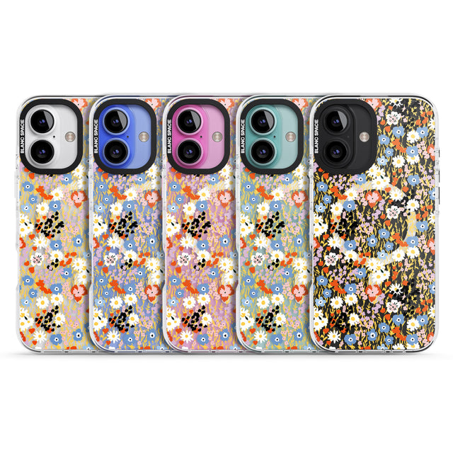 iPhone 16 Pro Max Busy Floral Mix: Transparent Black Impact Phone Case