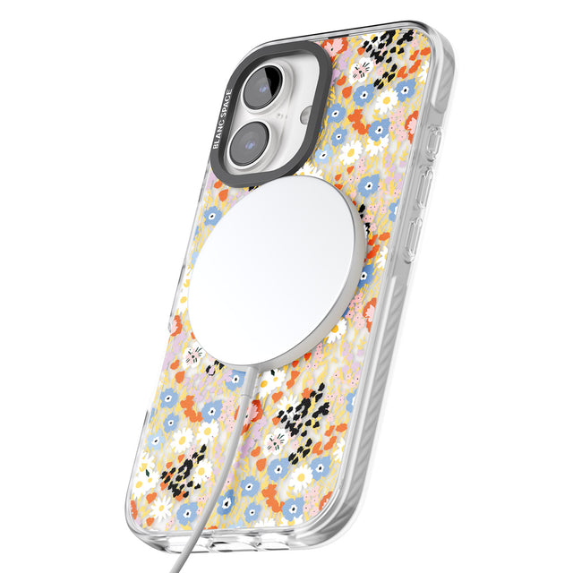 iPhone 16 Pro Max Busy Floral Mix: Transparent Black Impact Phone Case