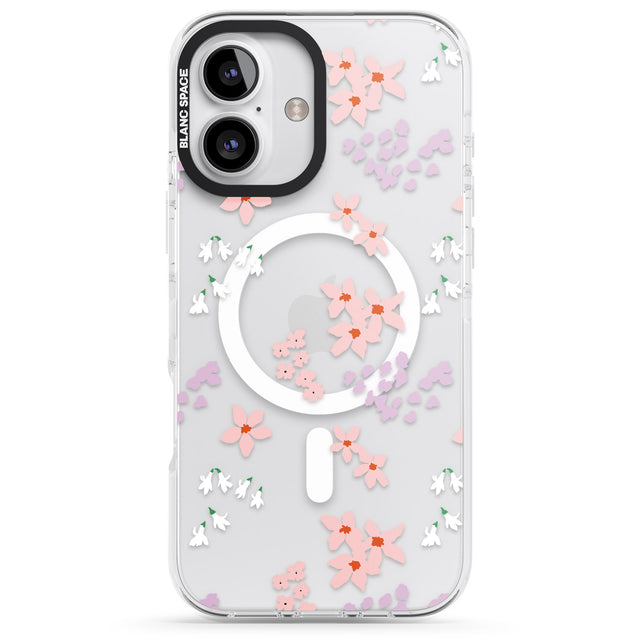 iPhone 16 Pro Max Pink & Purple Flower Mix: Clear Black Impact Phone Case