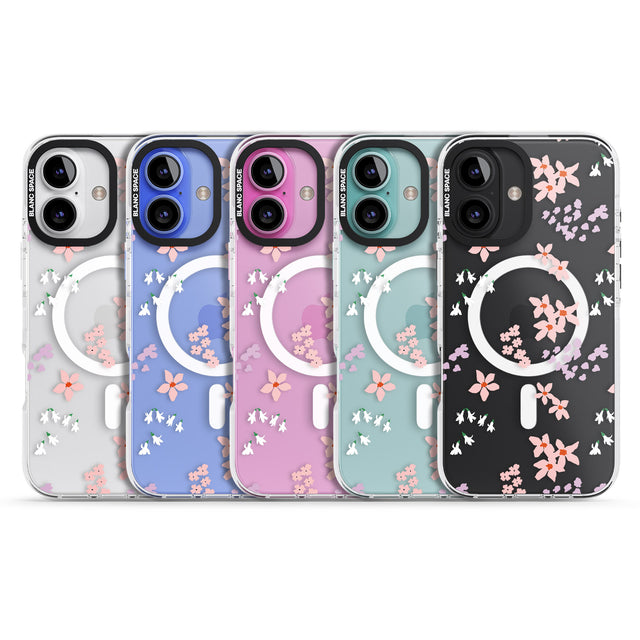 iPhone 16 Pro Max Pink & Purple Flower Mix: Clear Black Impact Phone Case