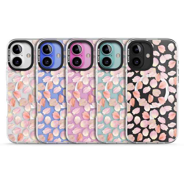 iPhone 16 Pro Max Pink Petals Transparent Design Black Impact Phone Case