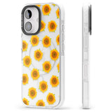 iPhone 16 Pro Max Sunflowers Transparent Pattern Black Impact Phone Case