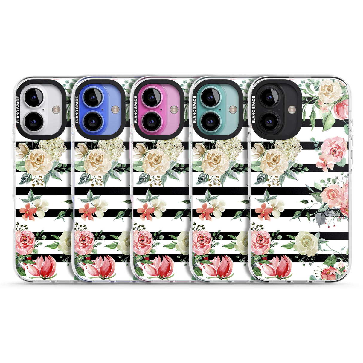 iPhone 16 Pro Max Bold Stripes & Flower Pattern Black Impact Phone Case