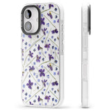 iPhone 16 Pro Max Violet & Blue Floral Pattern Design Black Impact Phone Case