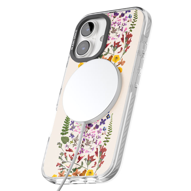 iPhone 16 Pro Max Wildflower Stripe Design - Cream Black Impact Phone Case