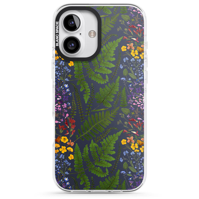 iPhone 16 Pro Max Busy Floral and Fern Design - Navy Black Impact Phone Case