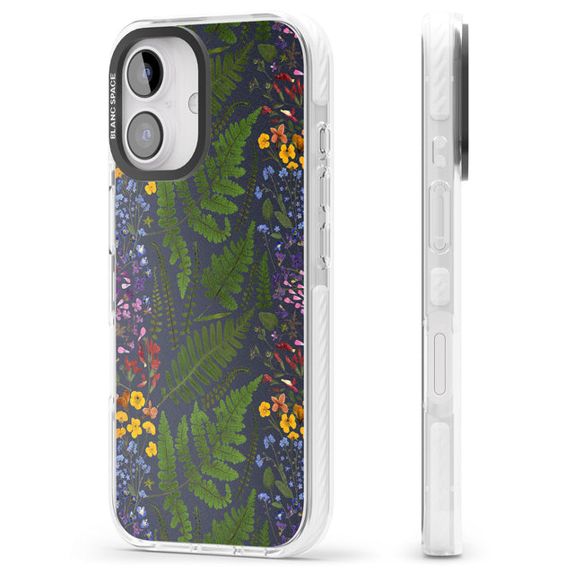 iPhone 16 Pro Max Busy Floral and Fern Design - Navy Black Impact Phone Case