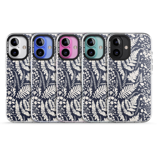 iPhone 16 Pro Max Wildflowers and Ferns on Navy Black Impact Phone Case