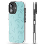 iPhone 16 Pro Max Blue Leaves Vintage Botanical Black Impact Phone Case