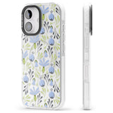 iPhone 16 Pro Max Blue Flora Transparent Floral Black Impact Phone Case