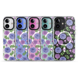 iPhone 16 Pro Max Purple Dahlias Transparent Floral Black Impact Phone Case