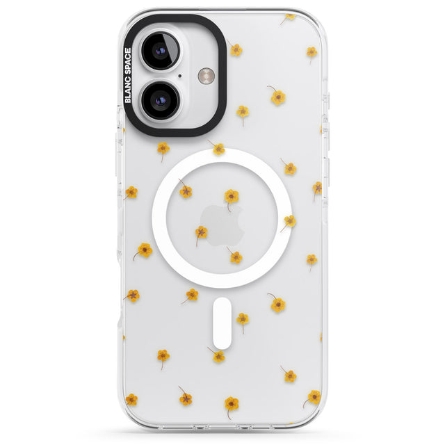 iPhone 16 Pro Max Yellow Flower Pattern - Dried Flower-Inspired Black Impact Phone Case