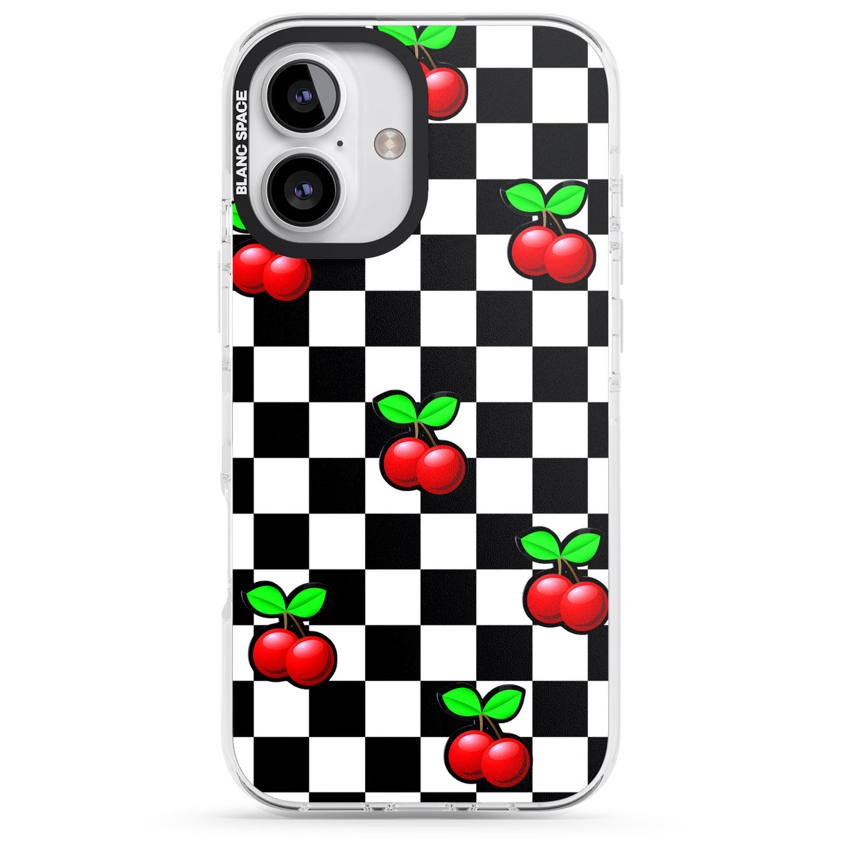 iPhone 16 Pro Max Checkered Cherry Black Impact Phone Case