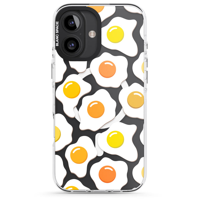 iPhone 16 Pro Max Fried Egg Pattern Black Impact Phone Case