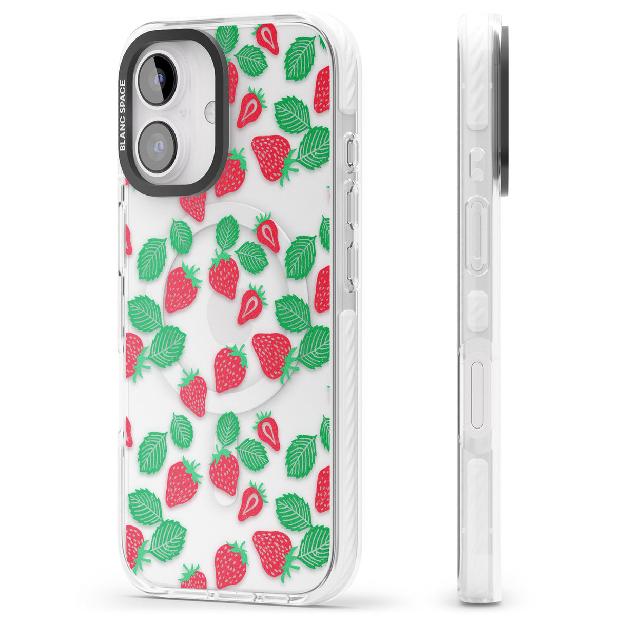 iPhone 16 Pro Max Strawberry Pattern Black Impact Phone Case